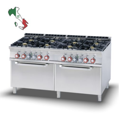  Κουζίνα αερίου 8 εστιών με 2 φούρνους αερίου στατικούς CF8-916G 